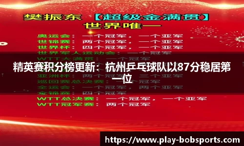 精英赛积分榜更新：杭州乒乓球队以87分稳居第一位